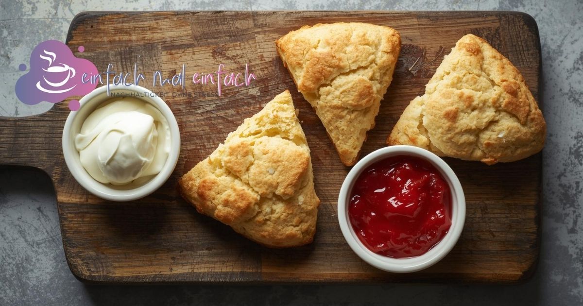 Scones mit Erdbeermarmelade und Clotted Cream