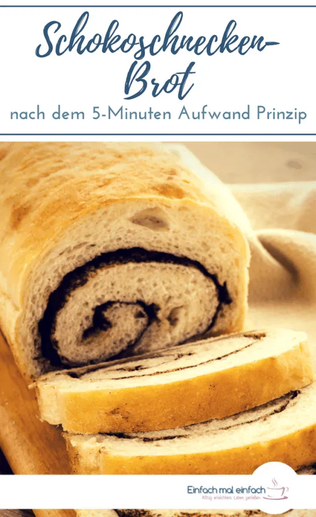 Schokoschnecken-Brot aus Hefeteig. Text: