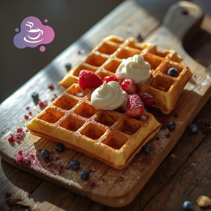 Waffeln mit Kirschen und Sahne