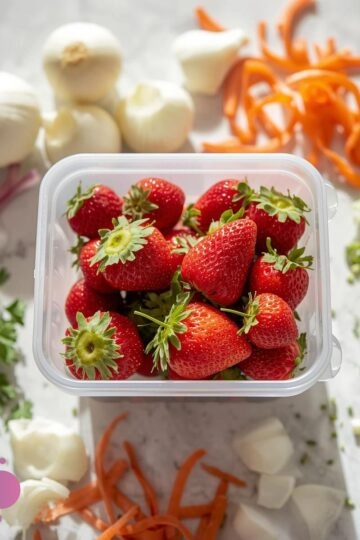 Frische Erdbeeren und Gemüsezutaten