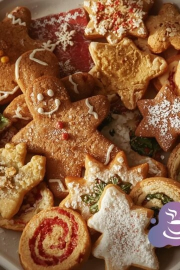 Hausgemachte Weihnachtsplätzchen: Lebkuchen, Sterne und bunte Spiralplätzchen