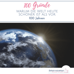 Sonnenaufgang auf der Erde vom Weltall aus. Text:"100 Gründe - Warum die Welt heute schöner ist als vor 100 Jahren"